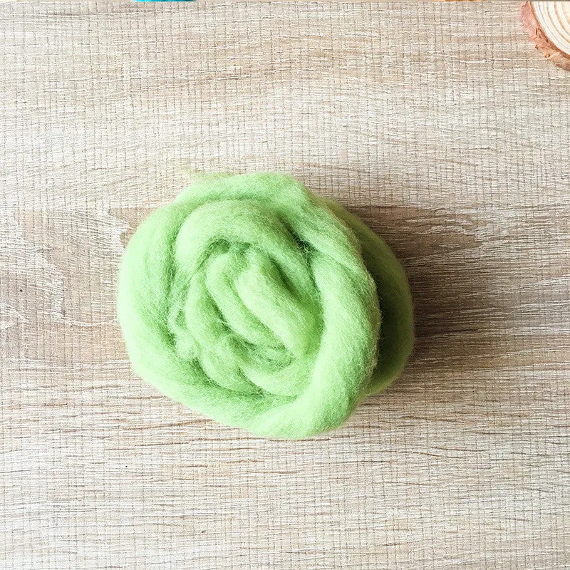 Needle felted wool felting Green apple wool Roving for felting supplies short fabric easy felt