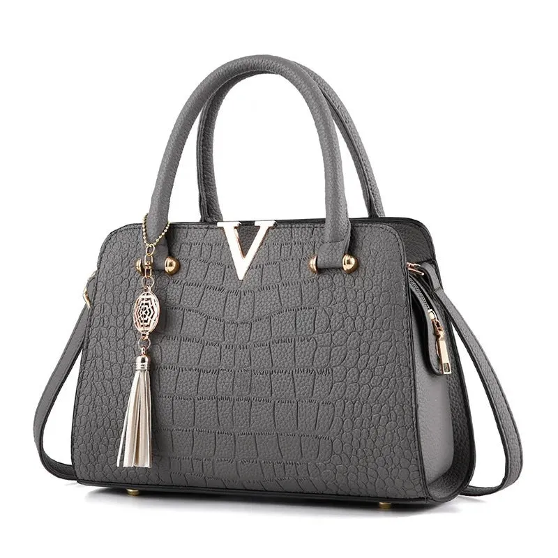 New Women's Bag European and American Casual Handbag Large Capacity Crocodile Pattern