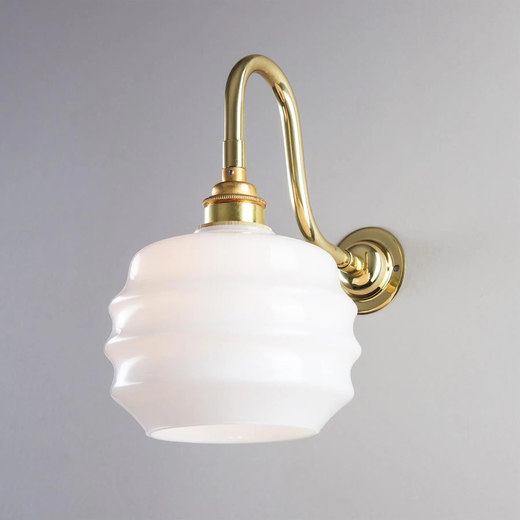 Old School Electric Deco opal glass bathroom wall light