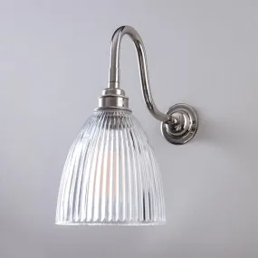 Old School Electric Elongated Prismatic Bathroom Wall Light, Swan Arm