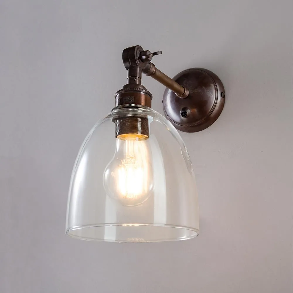 Old School Electric Glass adjustable arm wall light