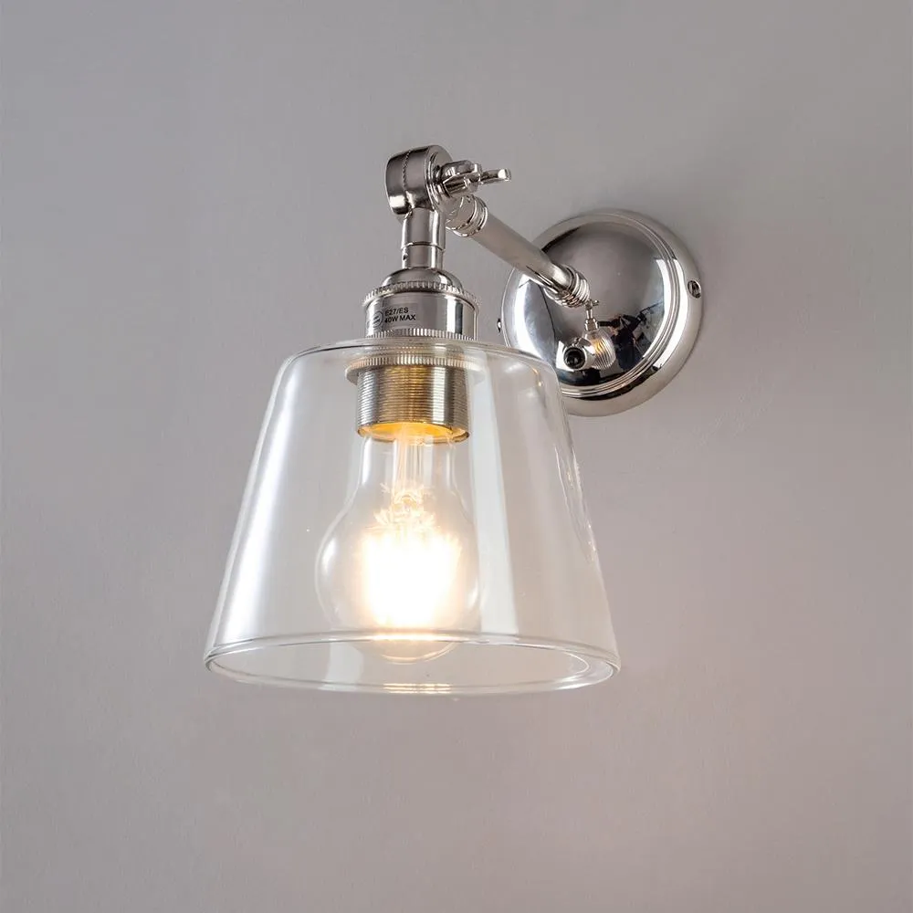 Old School Electric Glass adjustable arm wall light