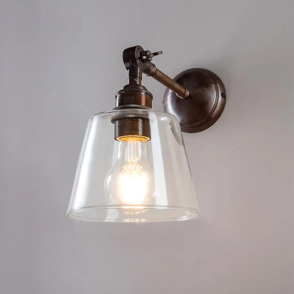 Old School Electric Glass adjustable arm wall light