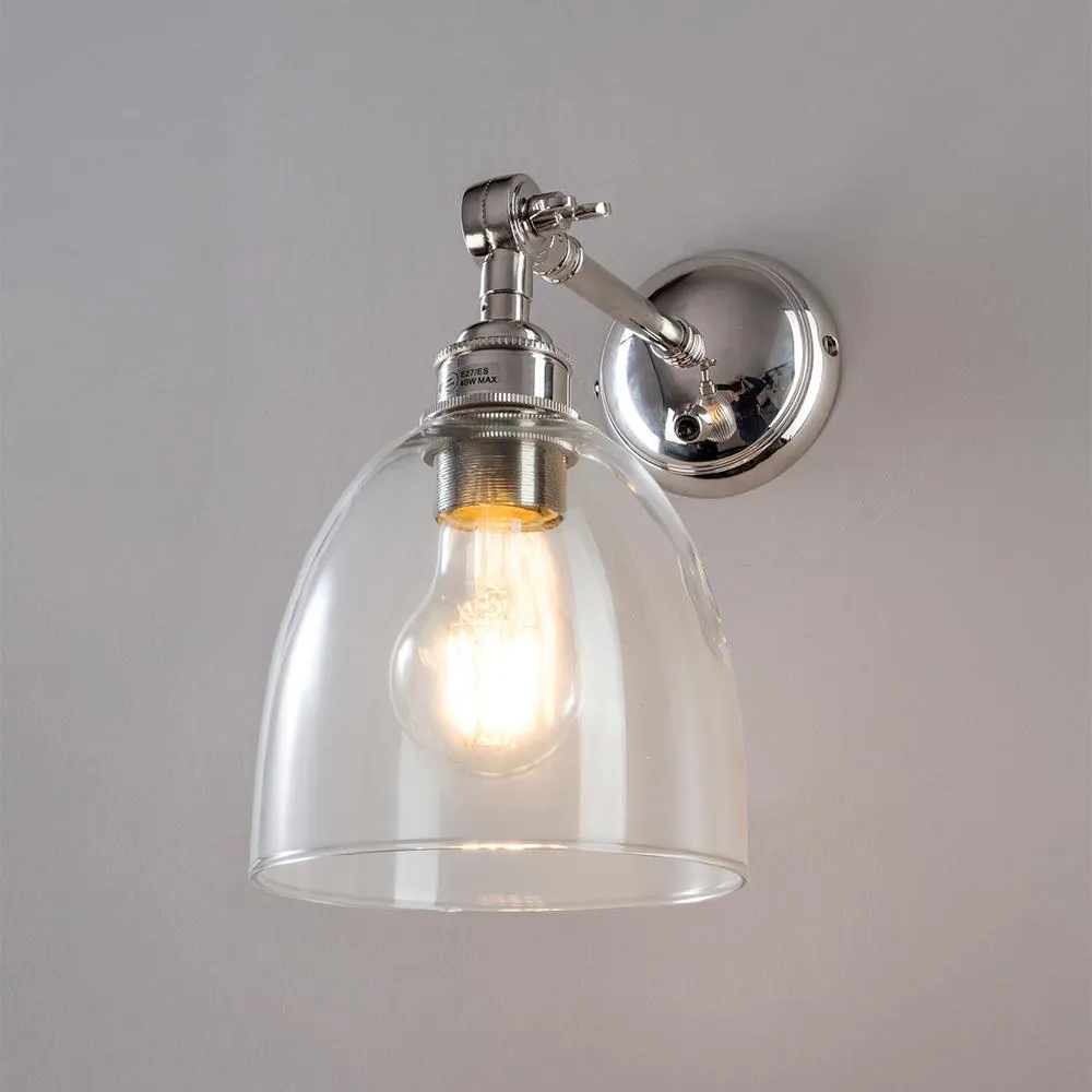 Old School Electric Glass adjustable arm wall light