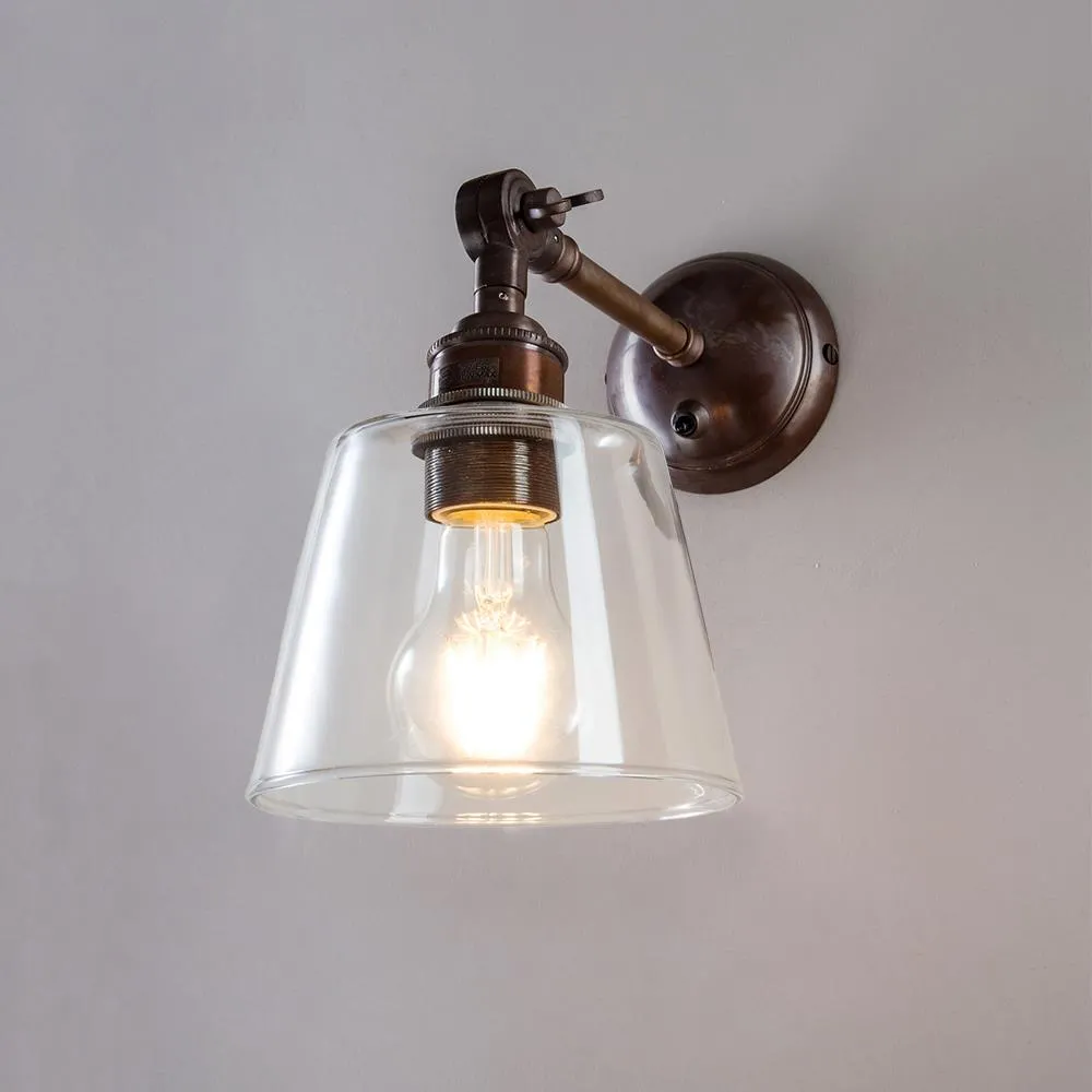 Old School Electric Glass adjustable arm wall light