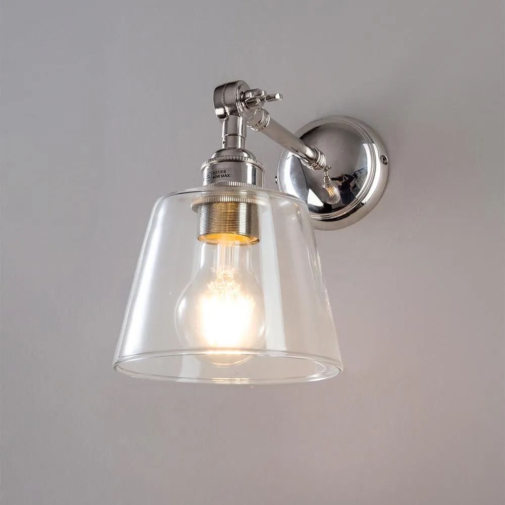 Old School Electric Glass adjustable arm wall light