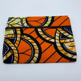 Orange padded African Print Makeup bag/Pencil case