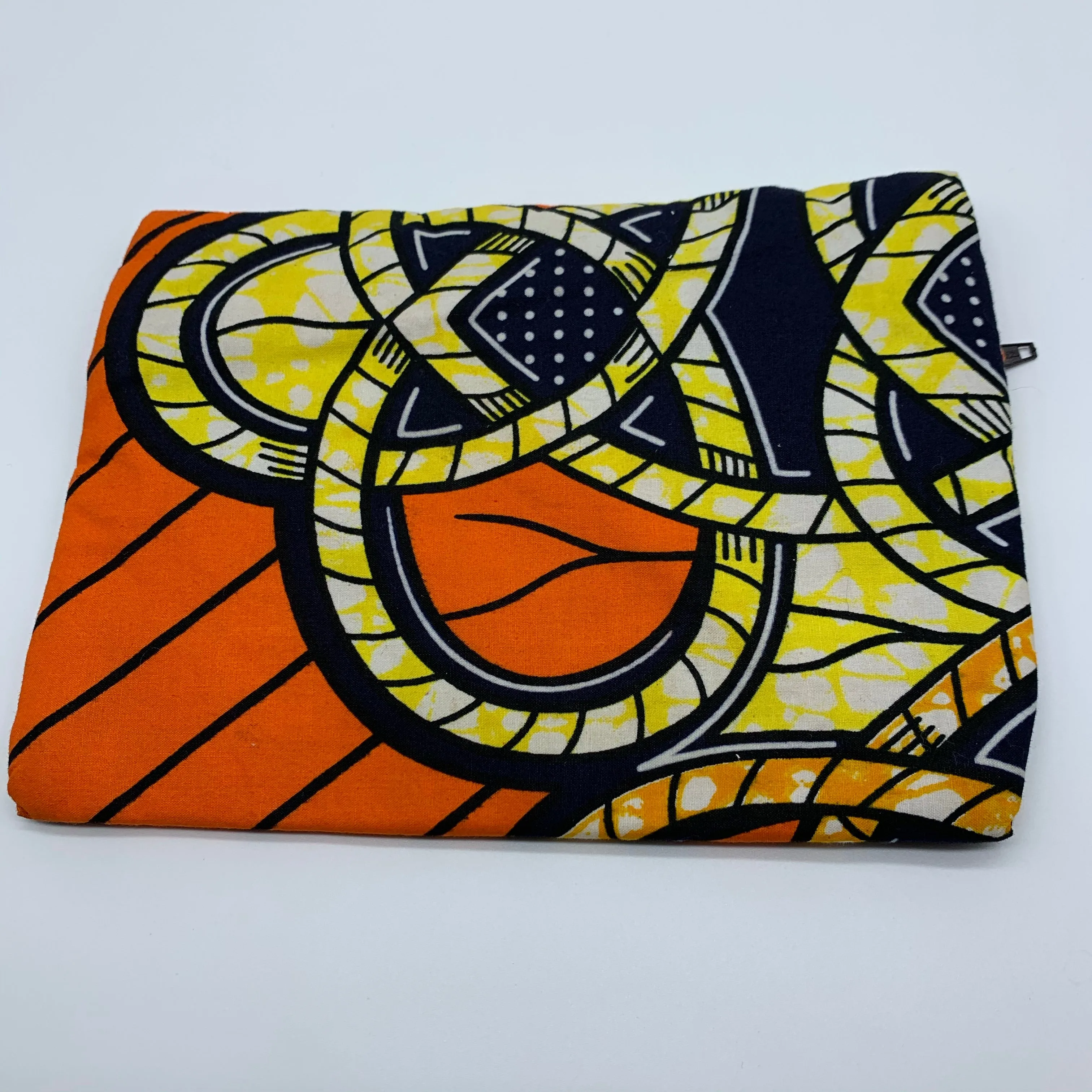 Orange padded African Print Makeup bag/Pencil case