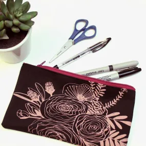 Pencil Case - Black Floral