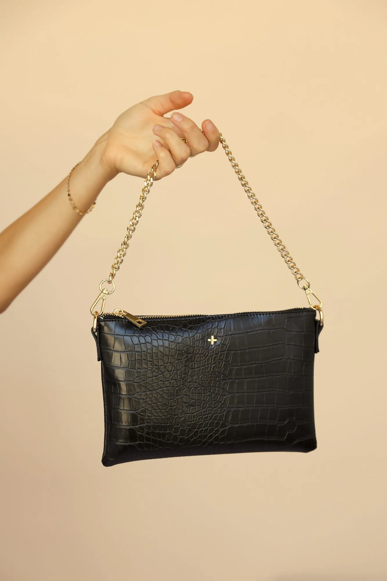 PETA   JAIN Quincy Bag Black Croc