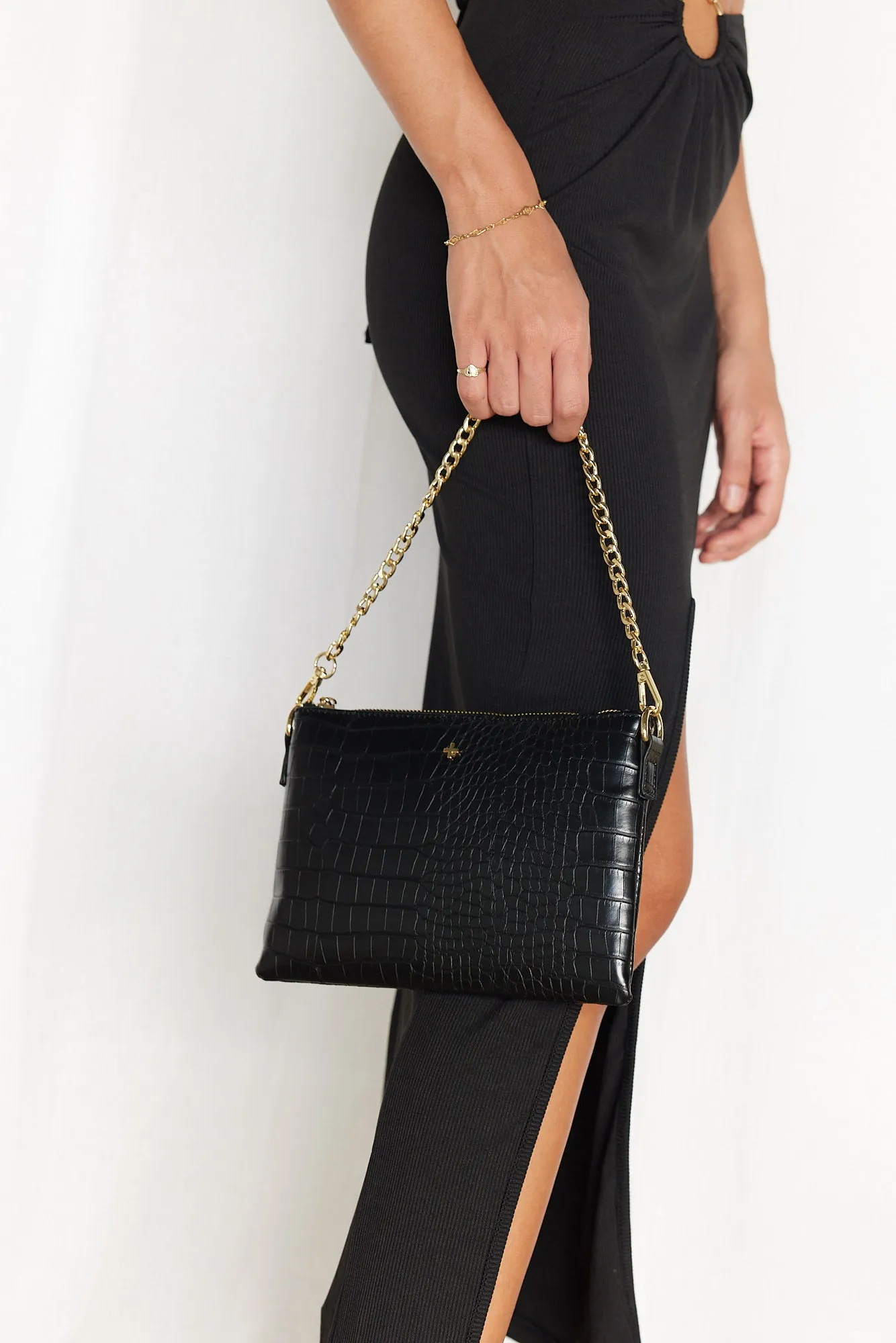 PETA   JAIN Quincy Bag Black Croc