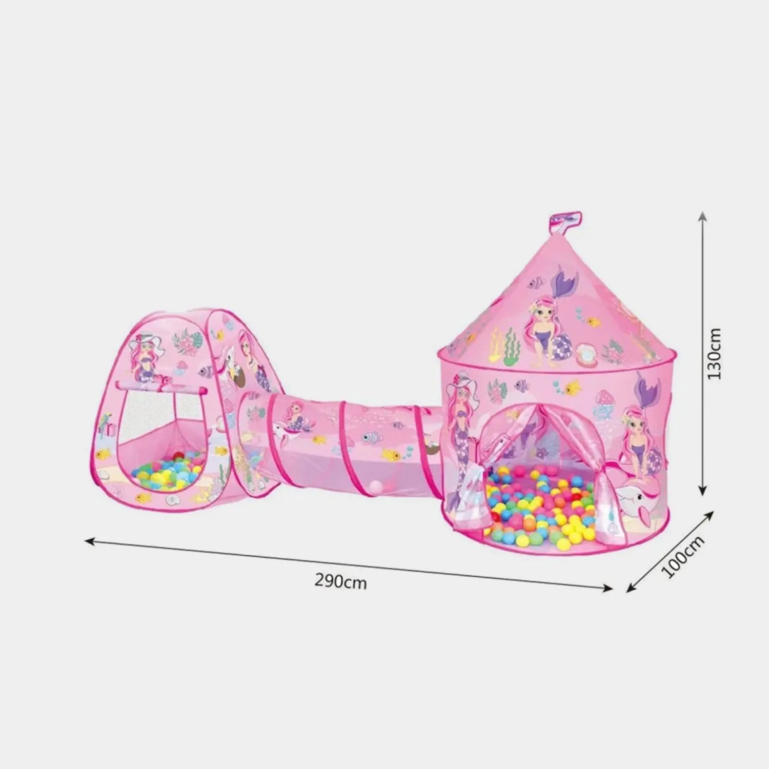 Pink Mermaid Castle Pop-Up Tent & Tunnel for Kids