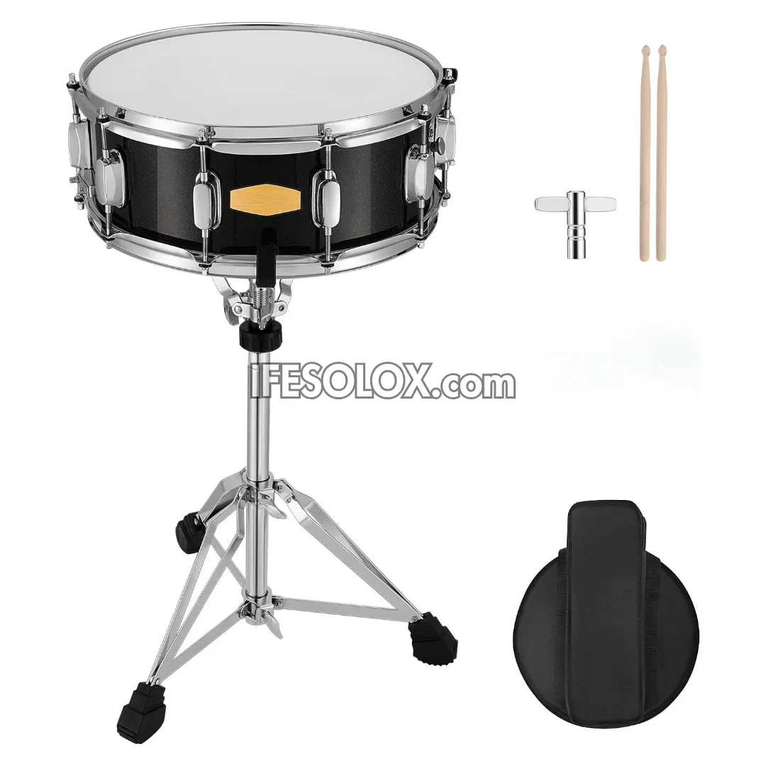 Premium 1st Grade Snare Drum with Adjustable Tripod Stand, Bag, Belt and Tuning Key - Brand New