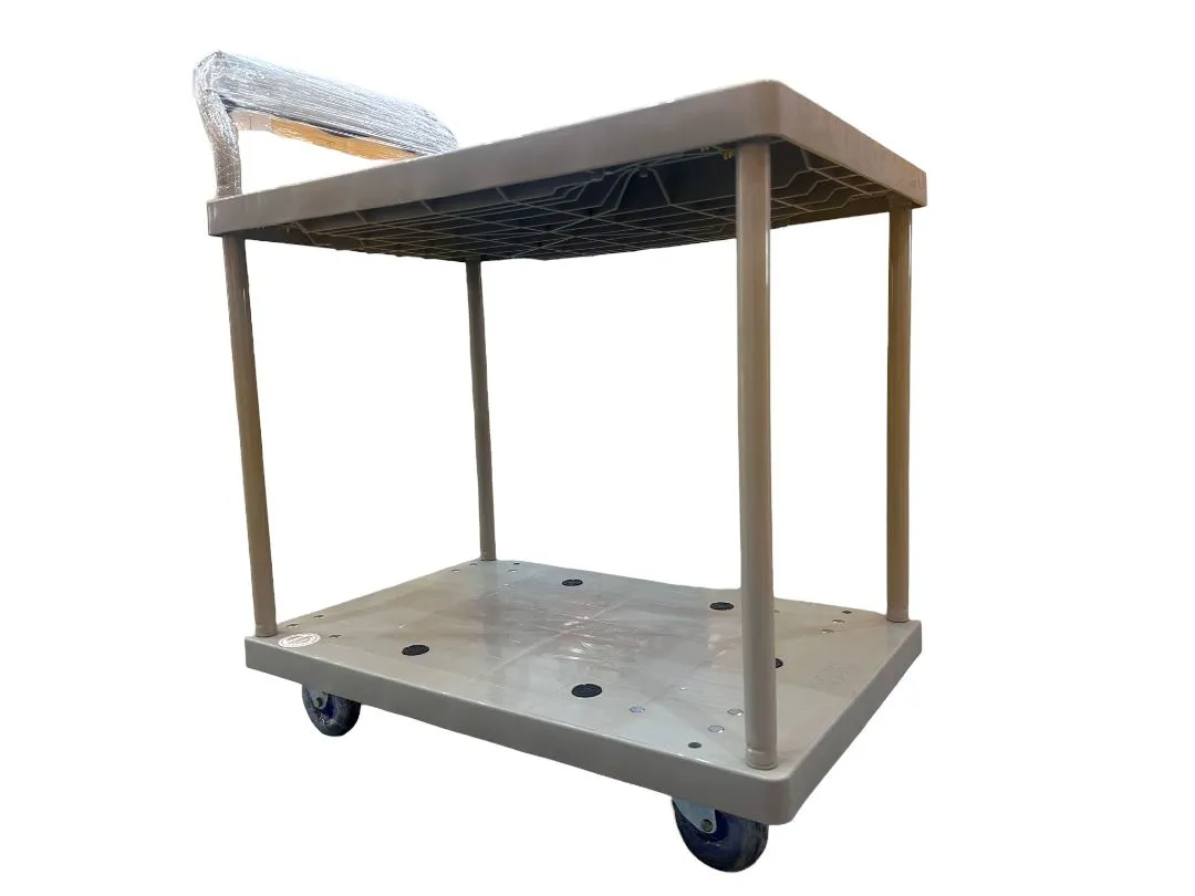 Prestar Single Handle Double Decker 2 Tier Plastic Trolley 150kg (PB114) | Model : TRL-PS-P150-2TIER