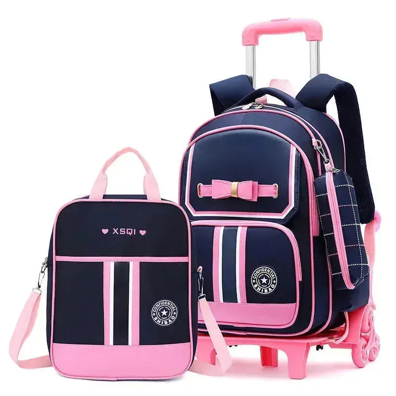 Primary School Children Burden-relieving Trolley Backpack Lunch Box Bag for Kids