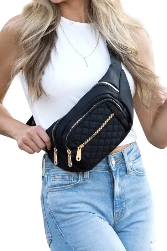 Quilted crossbody sling bag