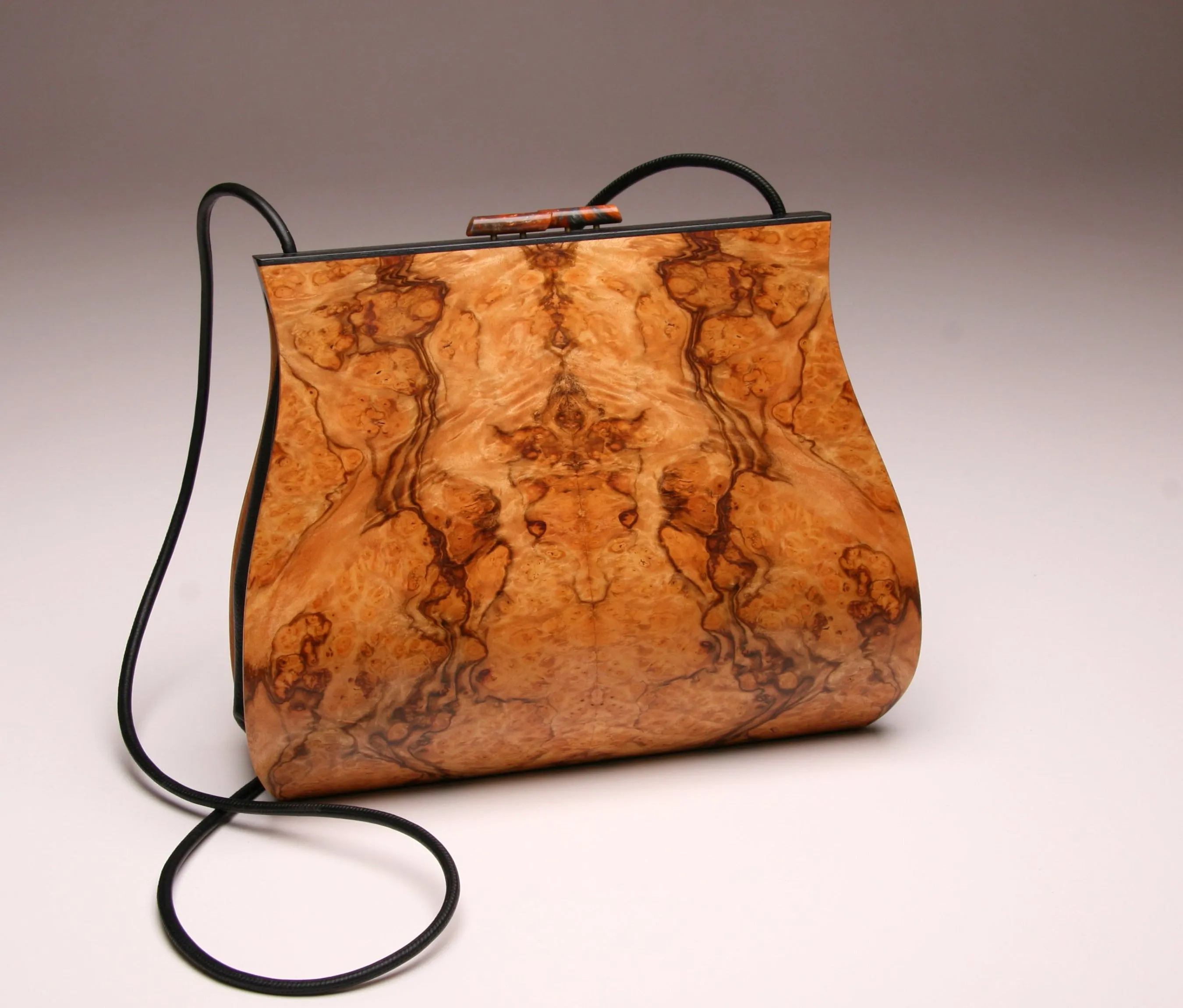 "Dianella" Large Handbag Single Strap in Book-Matched Pepperwood Burl