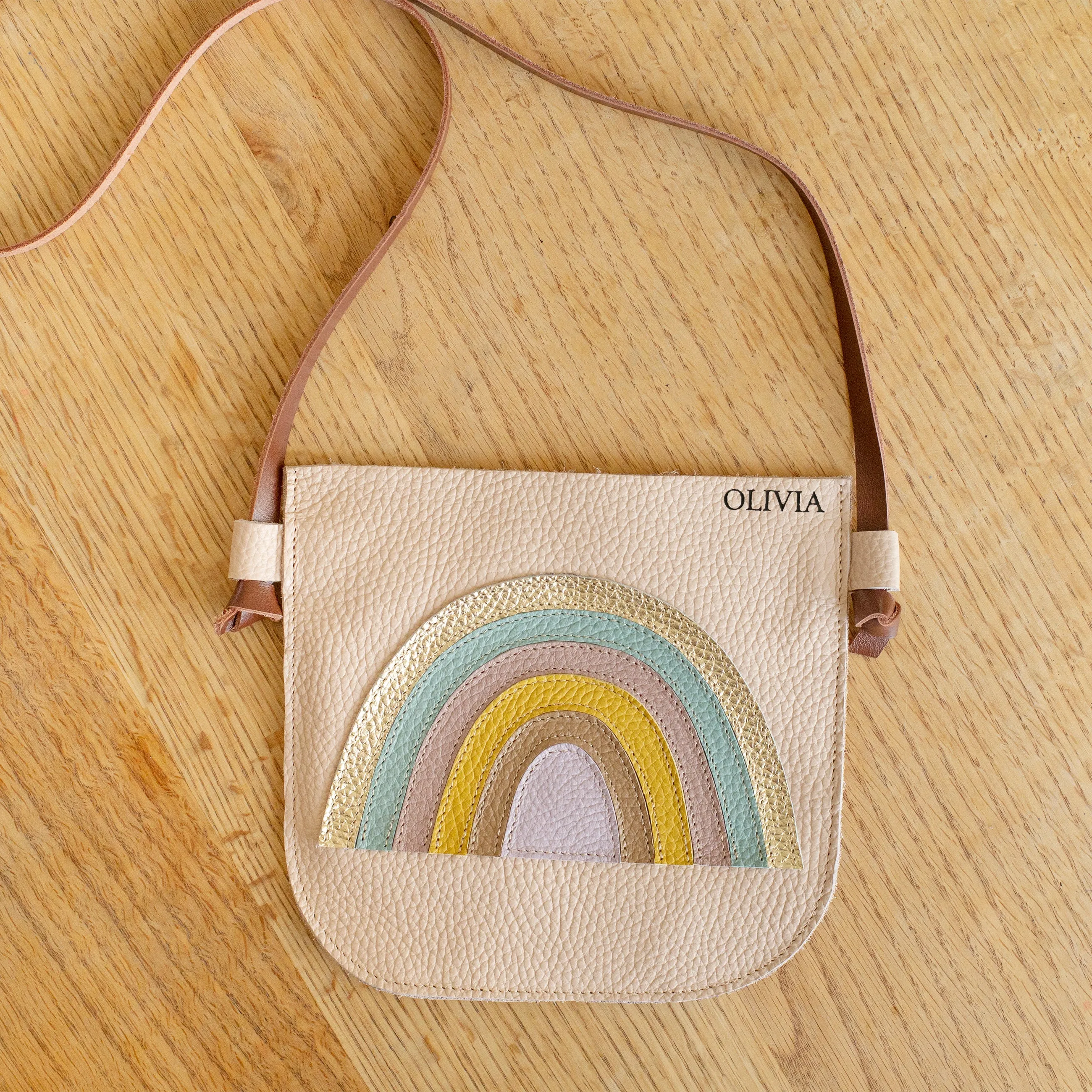 Raibow Bag Personalized Leather Crossbody Purse