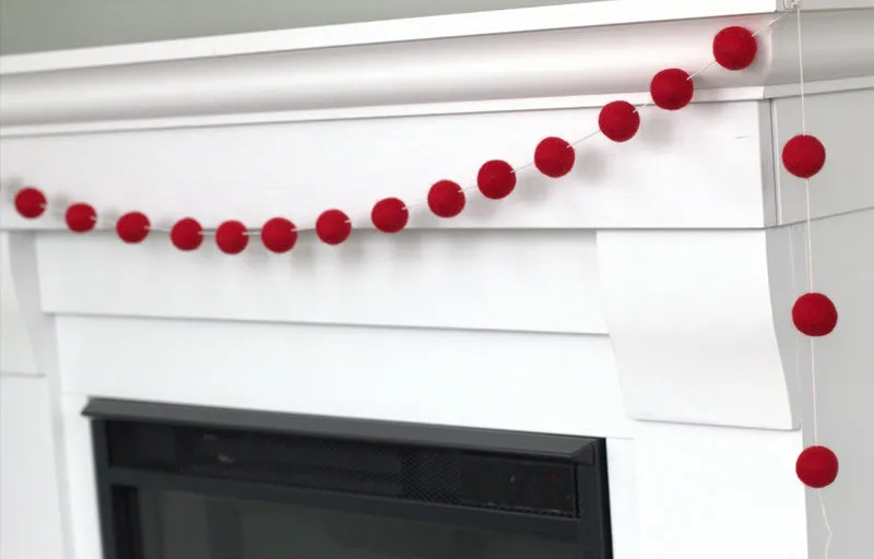 Red Felt Ball Garland- Christmas, Valentine's