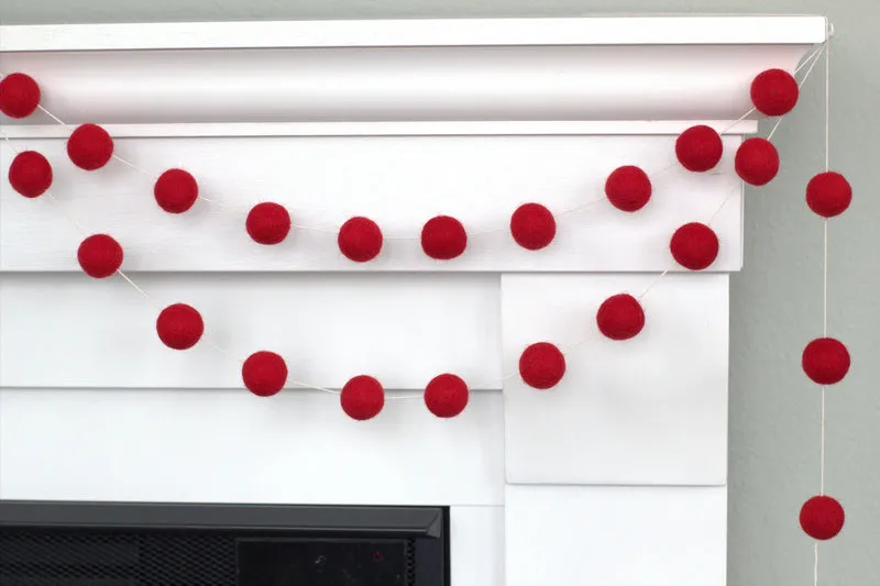 Red Felt Ball Garland- Christmas, Valentine's