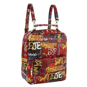 Red Graffiti Trolley Sleeve Backpack