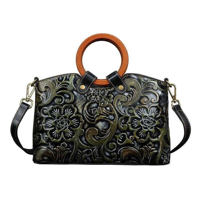 Retro Handmade Embossed Shoulder Bag