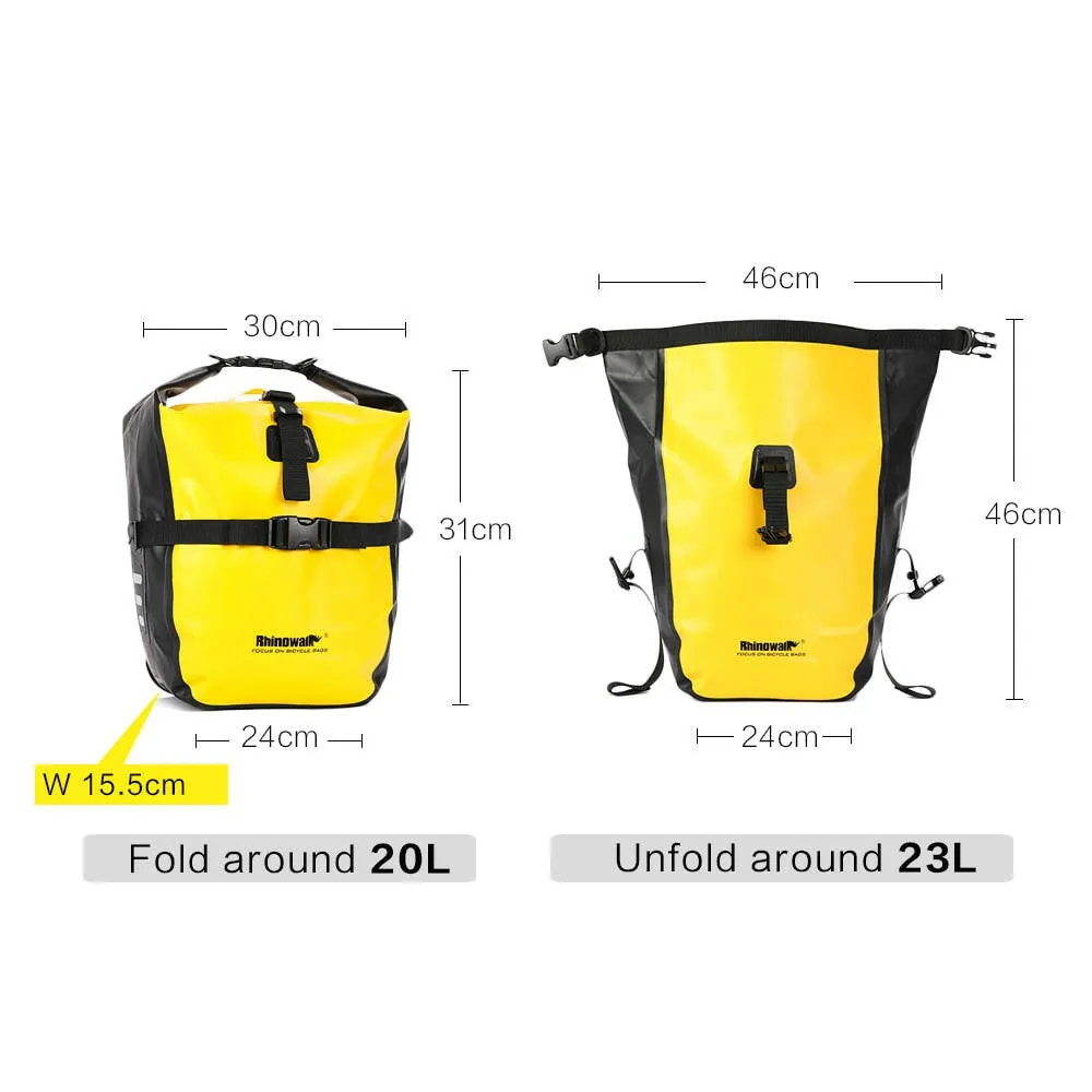 Rhinowalk 20L Bicycle Pannier Bag Bike Waterproof Portable Bike Bag Big storage Trunk Pack Cycling Travel Cycling 1pc