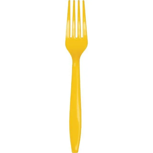 School Bus Yellow Plastic Forks