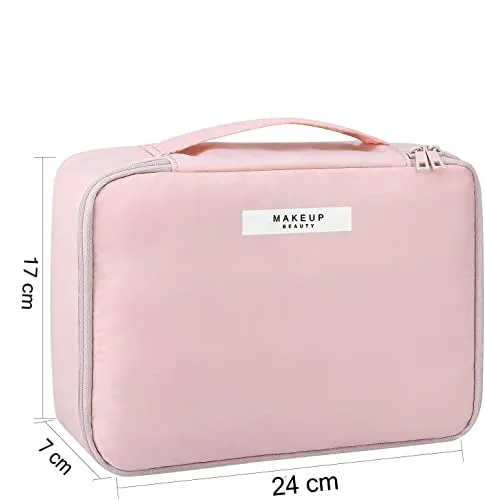 Seagull flight of fashion Cosmetic Organizer Bag with Pouch, Makeup Pouch for Home and Travel, Makeup Organiser for Brushes, Toiletries, Cosmetics for Women - 24 x 17 x 7 cm - Rose Gold