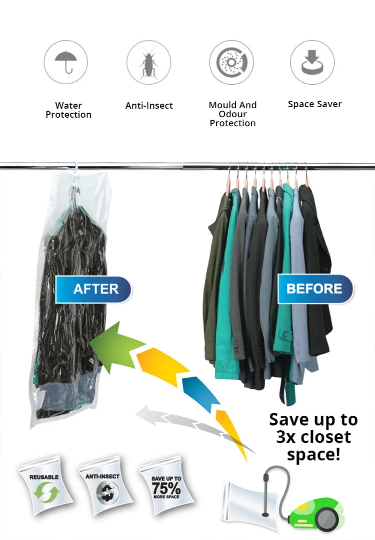 Seal & Lock Clothes Hanger Vacuum Storage Bag - 1 Pc