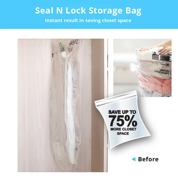 Seal & Lock Clothes Hanger Vacuum Storage Bag - 1 Pc