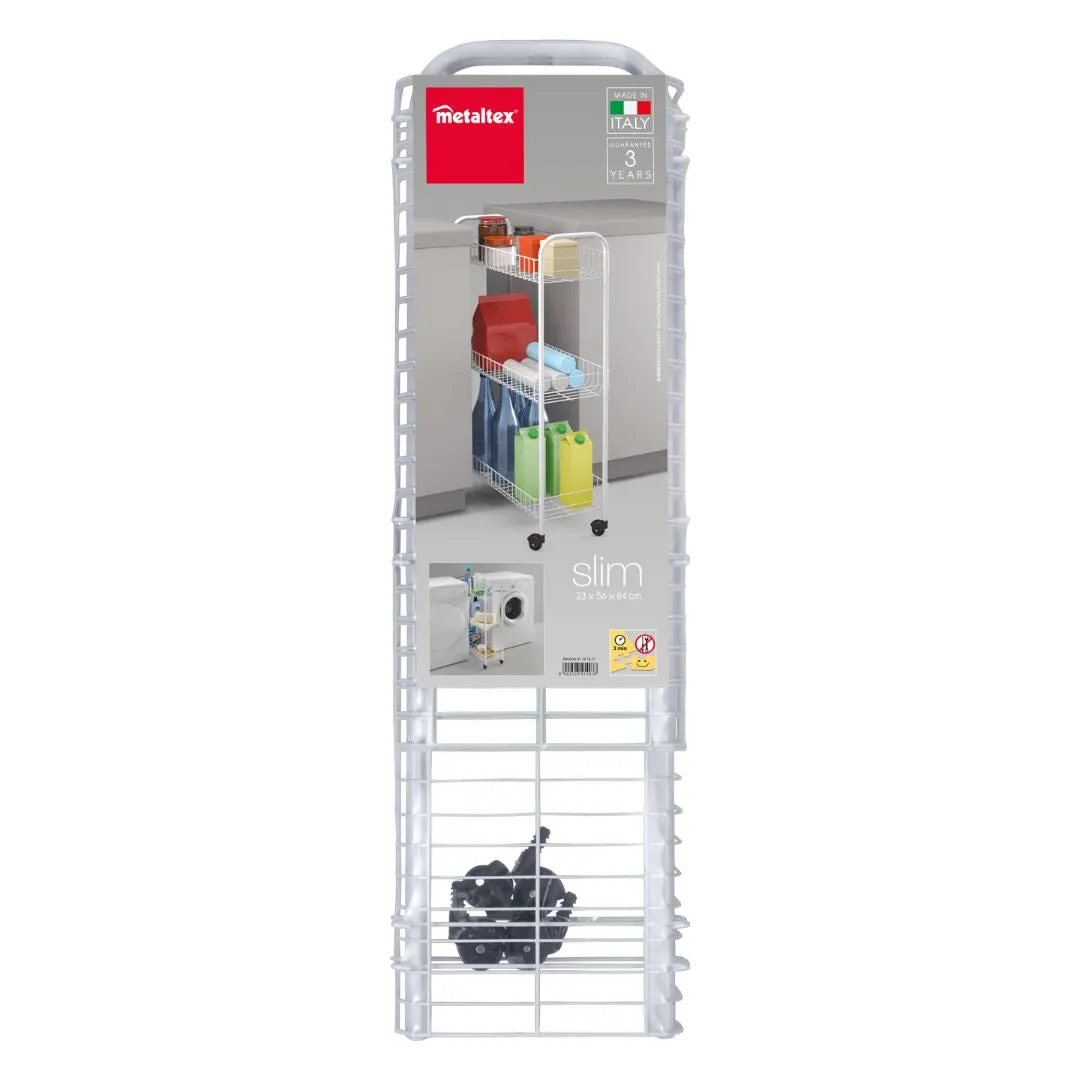 Slim Kitchen Trolley White 3 Tier