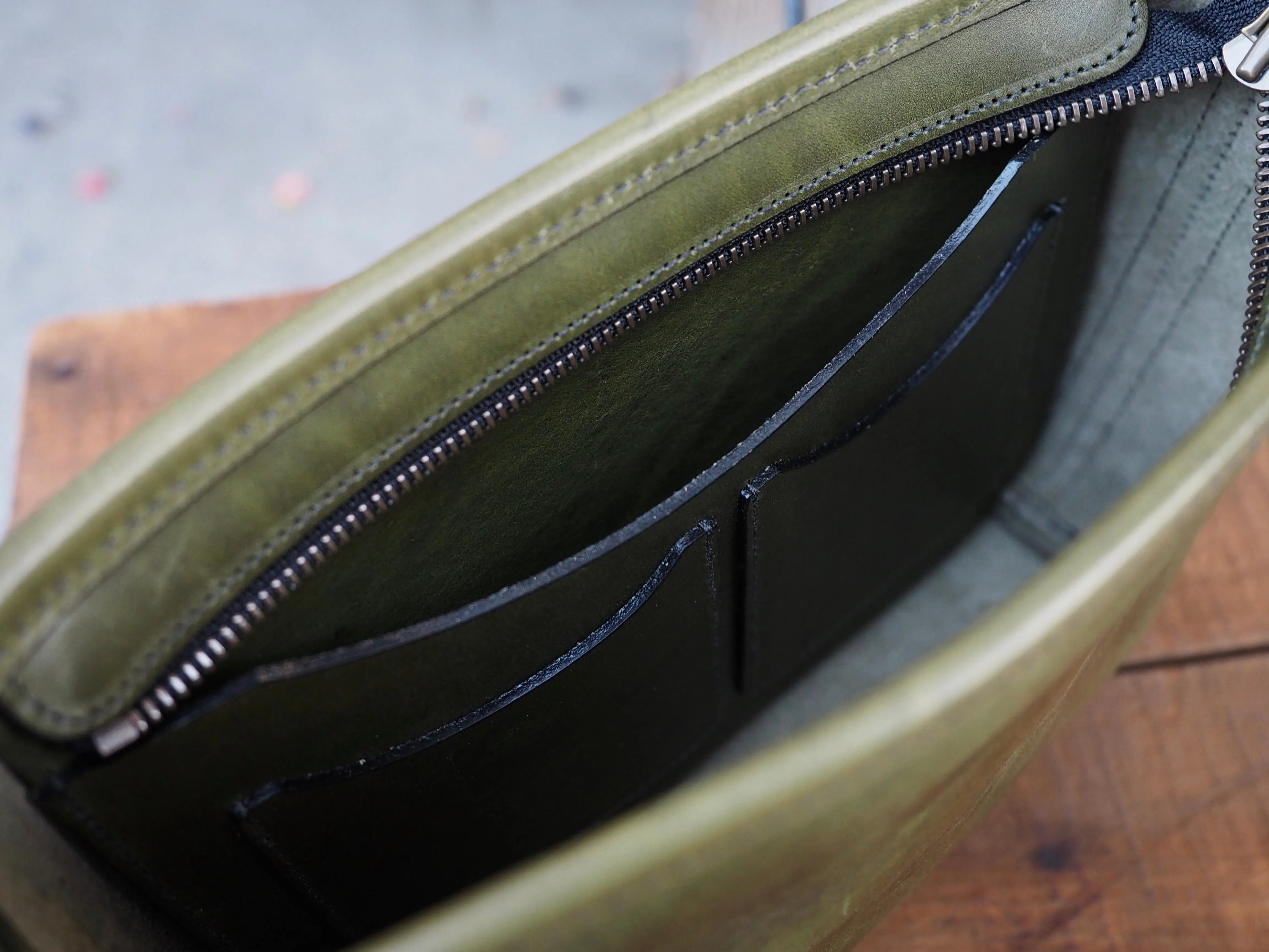 Small Cross Body Purse in Olive Italian Vachetta