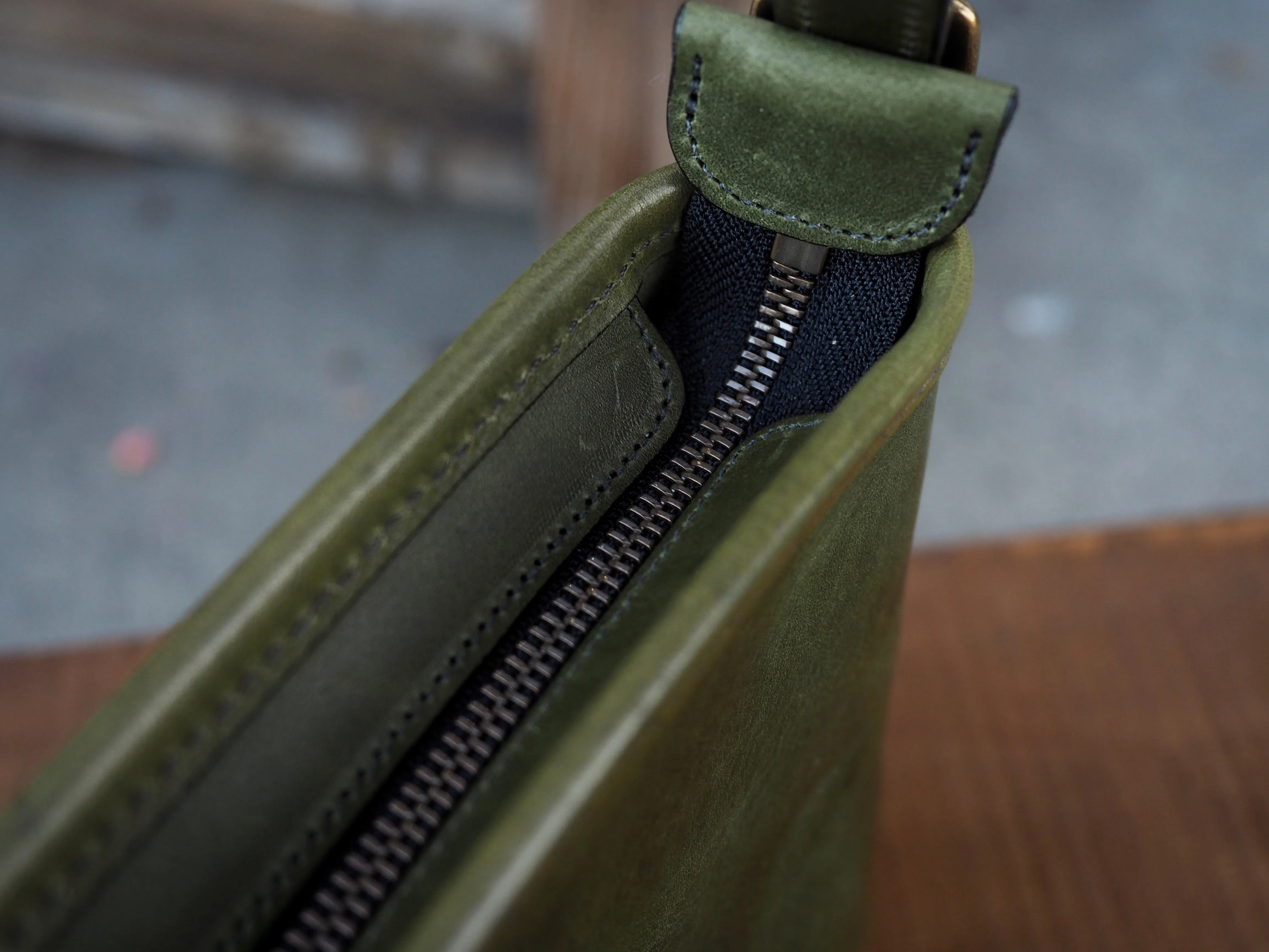 Small Cross Body Purse in Olive Italian Vachetta