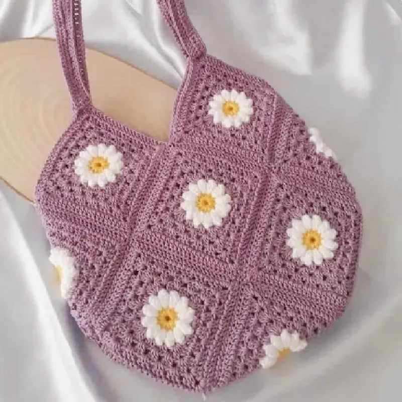 Sohiwoo Handmade crochet colorful bucket bag, shoulder bag, crossbody bag, mobile phone bag, makeup bag, key bag, lively and cute