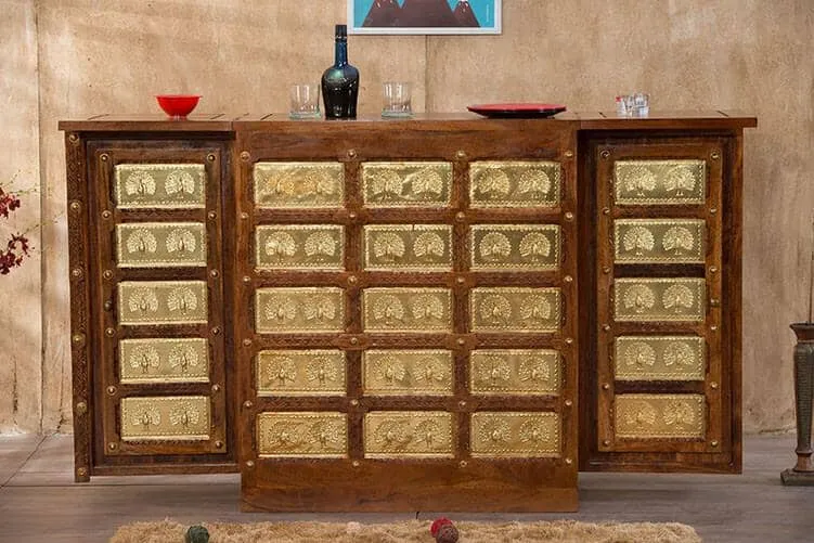 Solid Wood Brass MAJESTIC Bar Honey