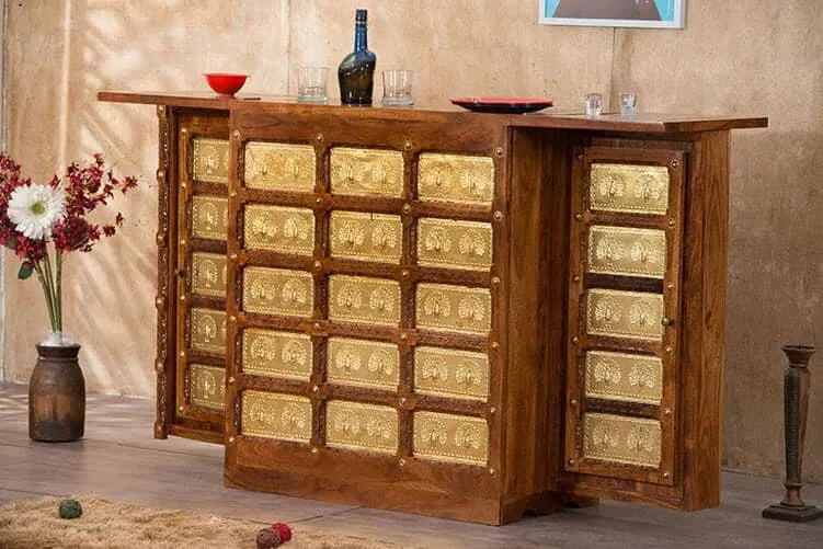 Solid Wood Brass MAJESTIC Bar Honey