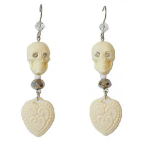 Tarina Tarantino Happy Together "Caterina" Sugar Skull Drop Earrings (Ivory)