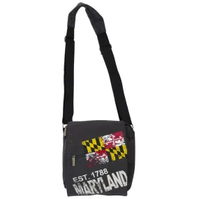 TBMD09 Messenger Bag MED - Maryland Flag GREY CANVAS