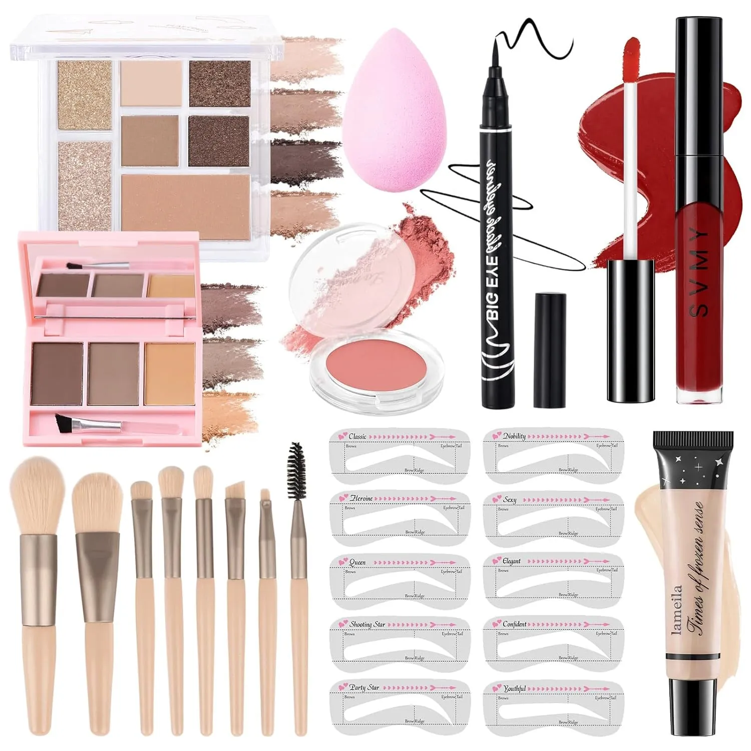 Teen and Women's Ultimate Makeup Starter Kit with 7 Color Eyeshadow Palette and Essential Tools