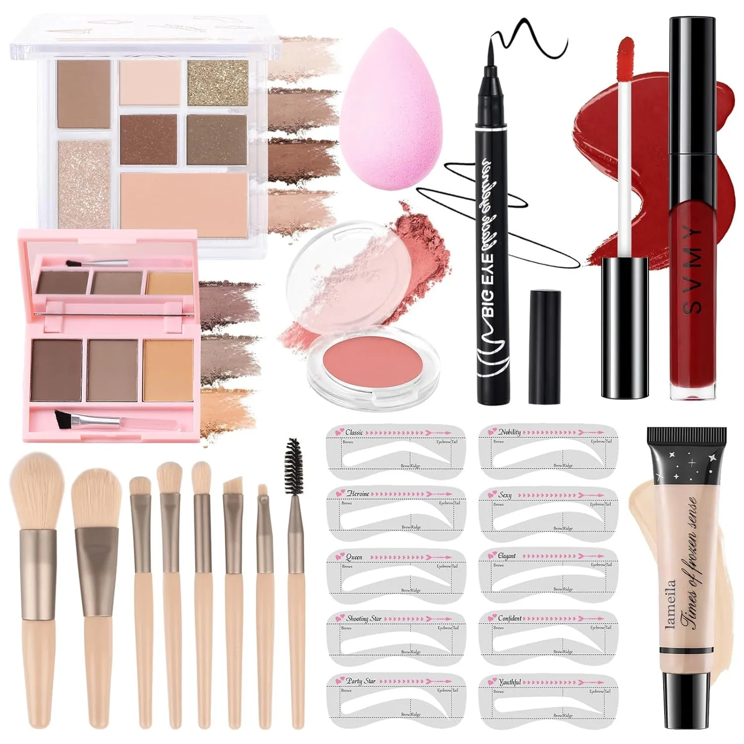 Teen and Women's Ultimate Makeup Starter Kit with 7 Color Eyeshadow Palette and Essential Tools