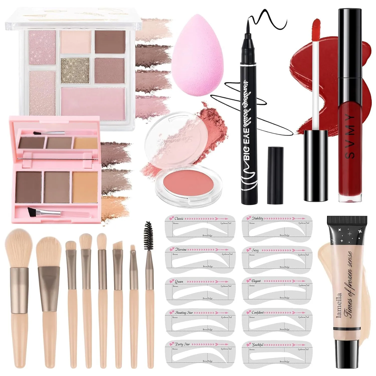 Teen and Women's Ultimate Makeup Starter Kit with 7 Color Eyeshadow Palette and Essential Tools