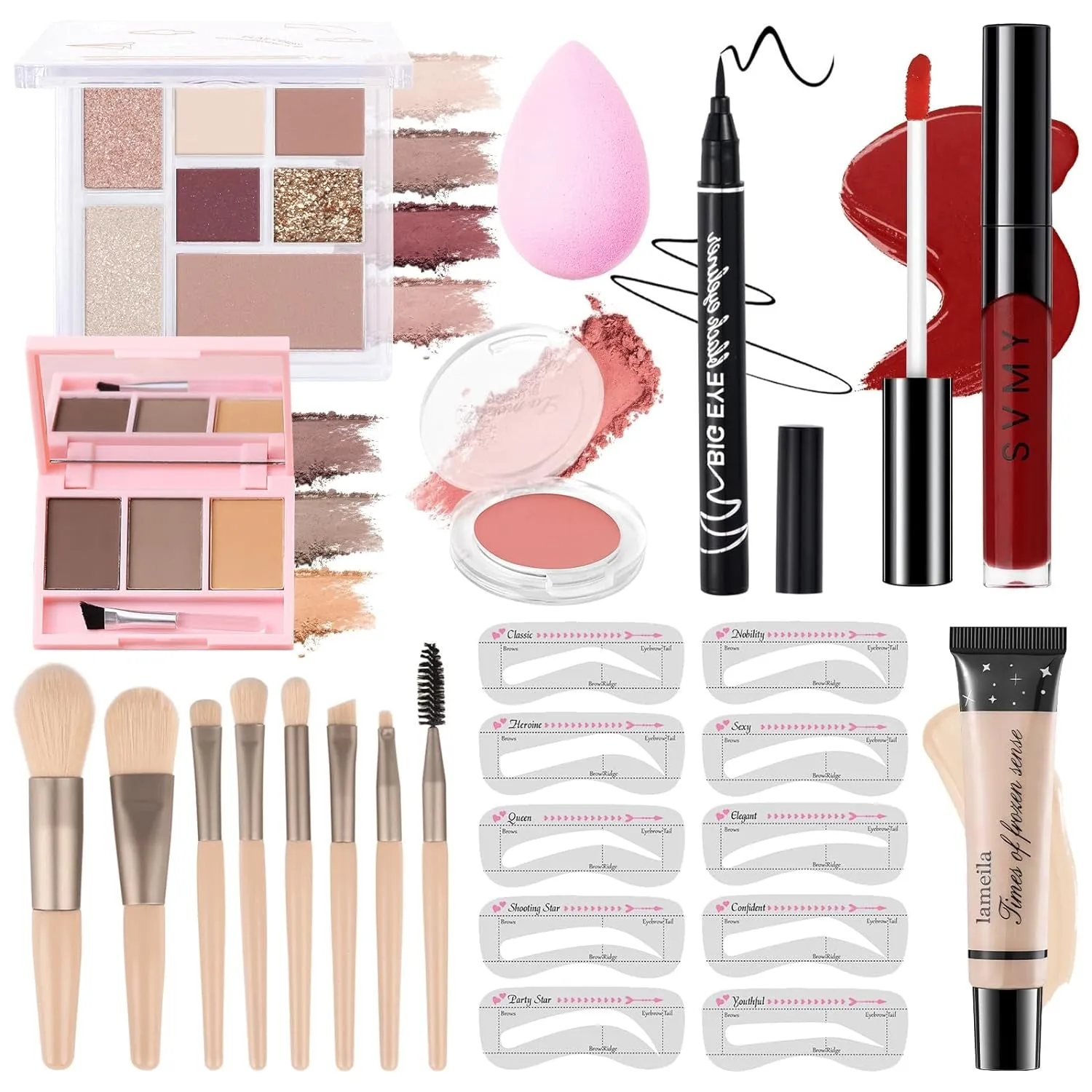 Teen and Women's Ultimate Makeup Starter Kit with 7 Color Eyeshadow Palette and Essential Tools