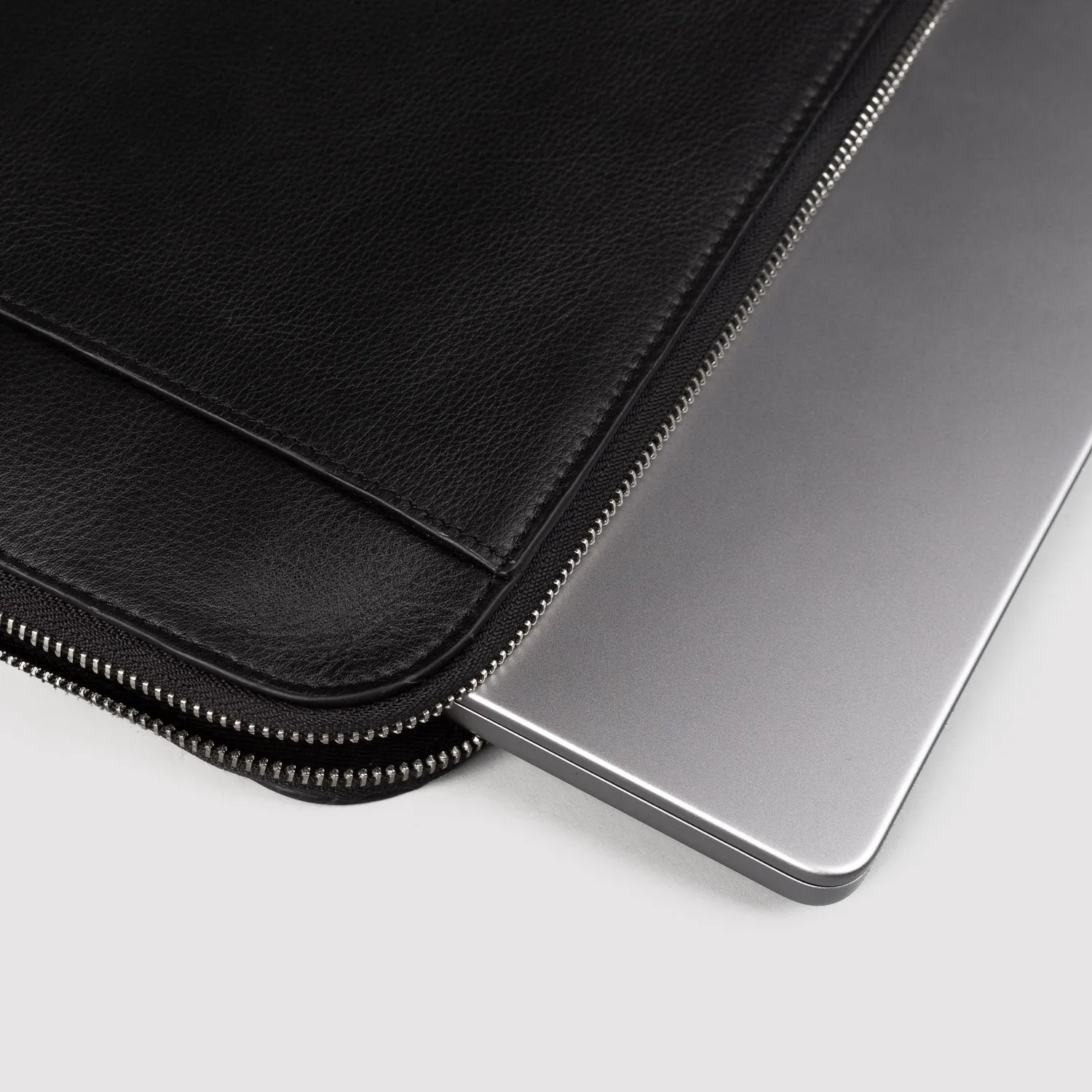 The Baxter Black Leather Laptop Sleeve