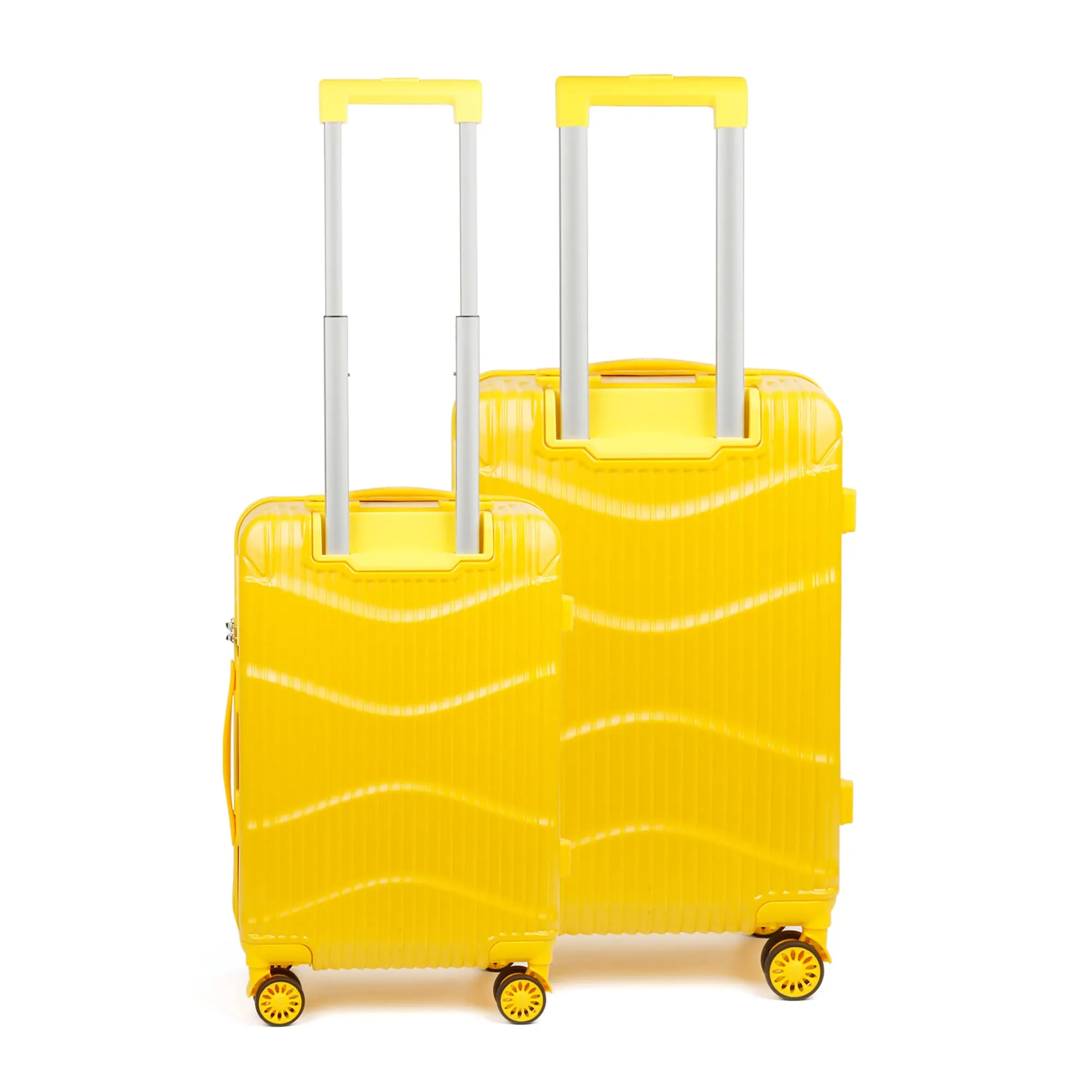 THE CLOWNFISH Combo of 2 Ballard Series Luggage ABS & Polycarbonate Exterior Suitcases Eight Wheel Trolley Bags with TSA Lock- Yellow (Medium 65 cm-26 inch, Small 55 cm-22 inch)