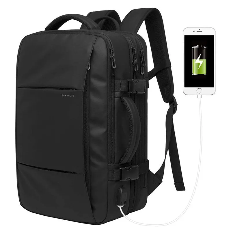 THE CLOWNFISH High Capacity Expandable Laptop Backpack with USB Charging | 15.6 inch | Black