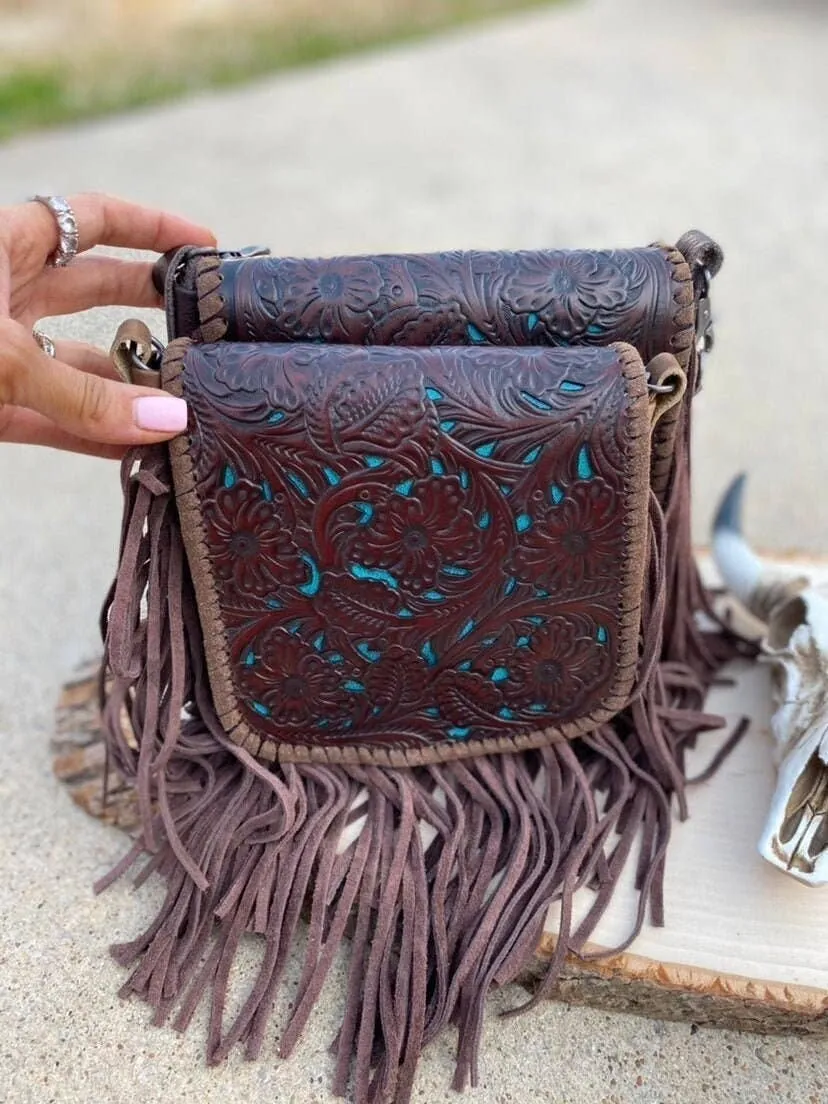 THE LEXIE CROSSBODY - TURQUOISE/ BLACK - Laser Cut Purse