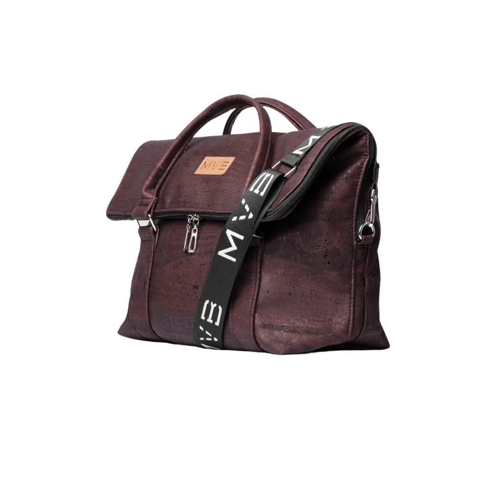 The Versa Cork Vegan Messenger Bag | Dark Brown