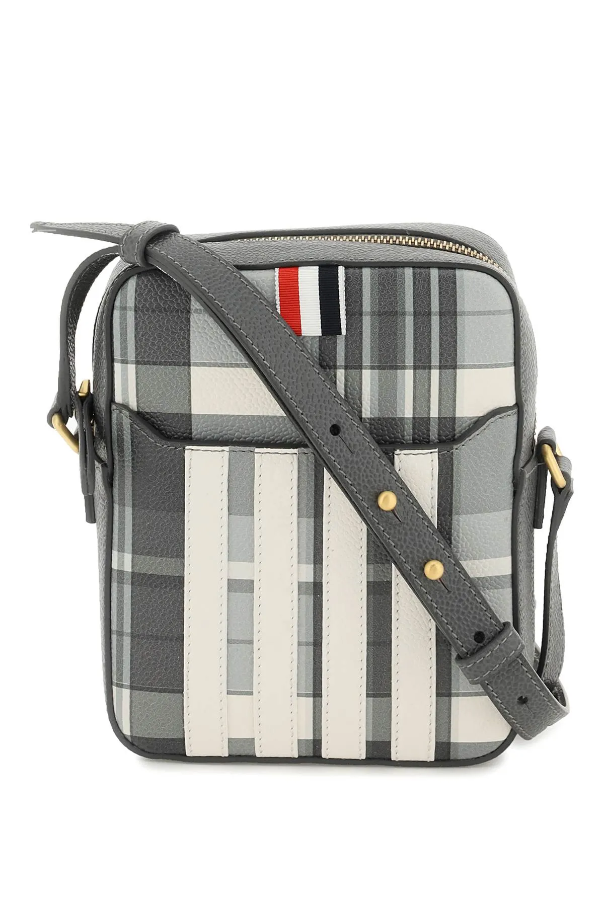 Thom browne madras leather crossbody bag