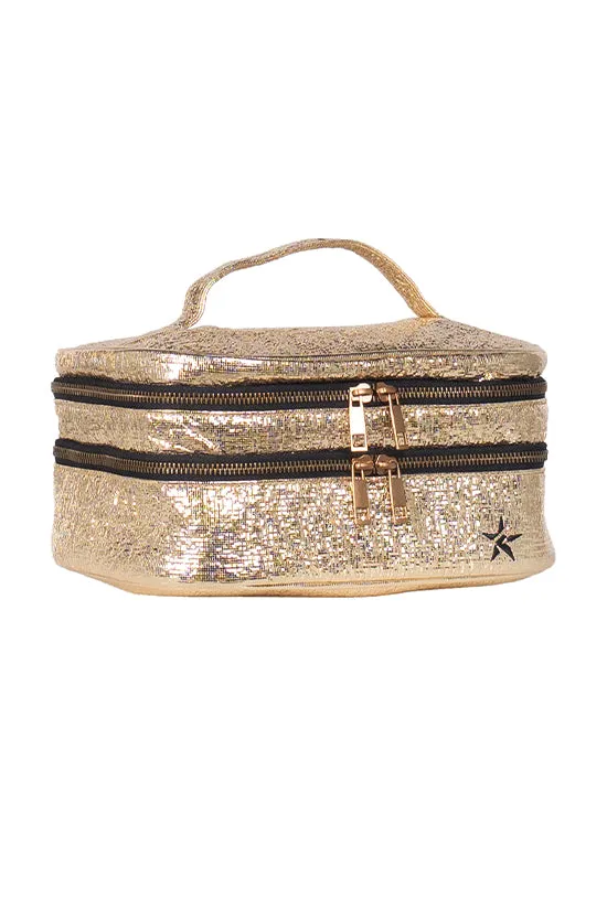 Tinsel in Gold Rebel Glam & Go Travel Case with Black Zipper